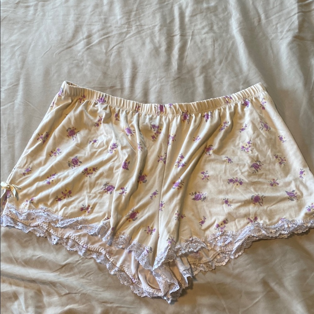 Laura Ashley Floral Cream Pajama Shorts